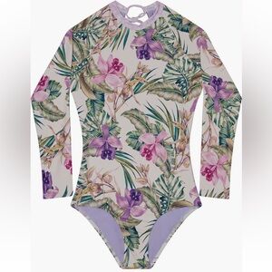 Splendid Girls Swim One Piece - Purple and Green Floral size 10
